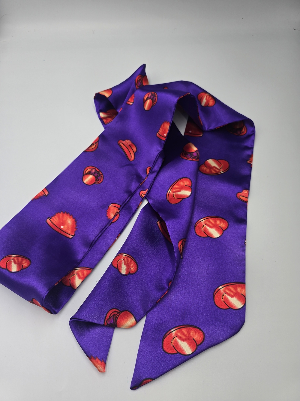 RED HAT SOCIETY Skinny Scarf Red Purple 64"x4" EUC